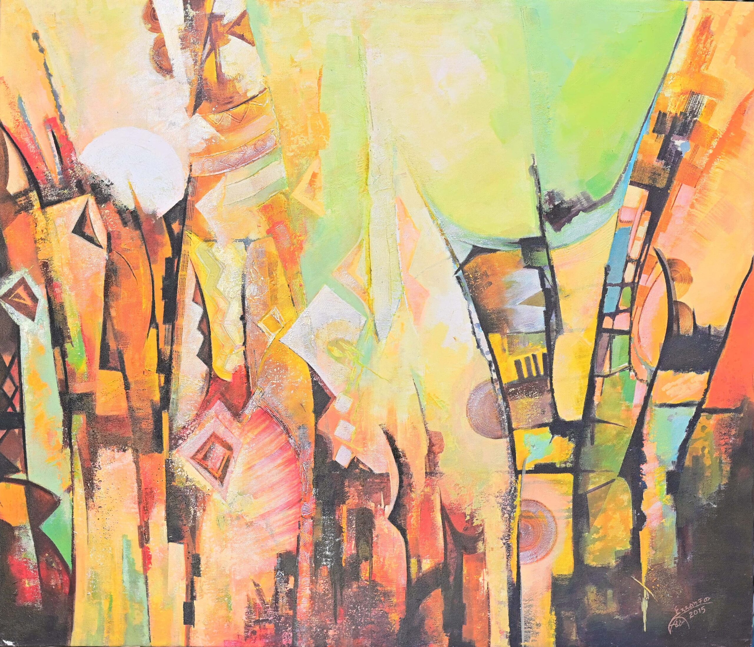 Morning sun in the Garden Media Acrylic on Canvas Size 98x84cm