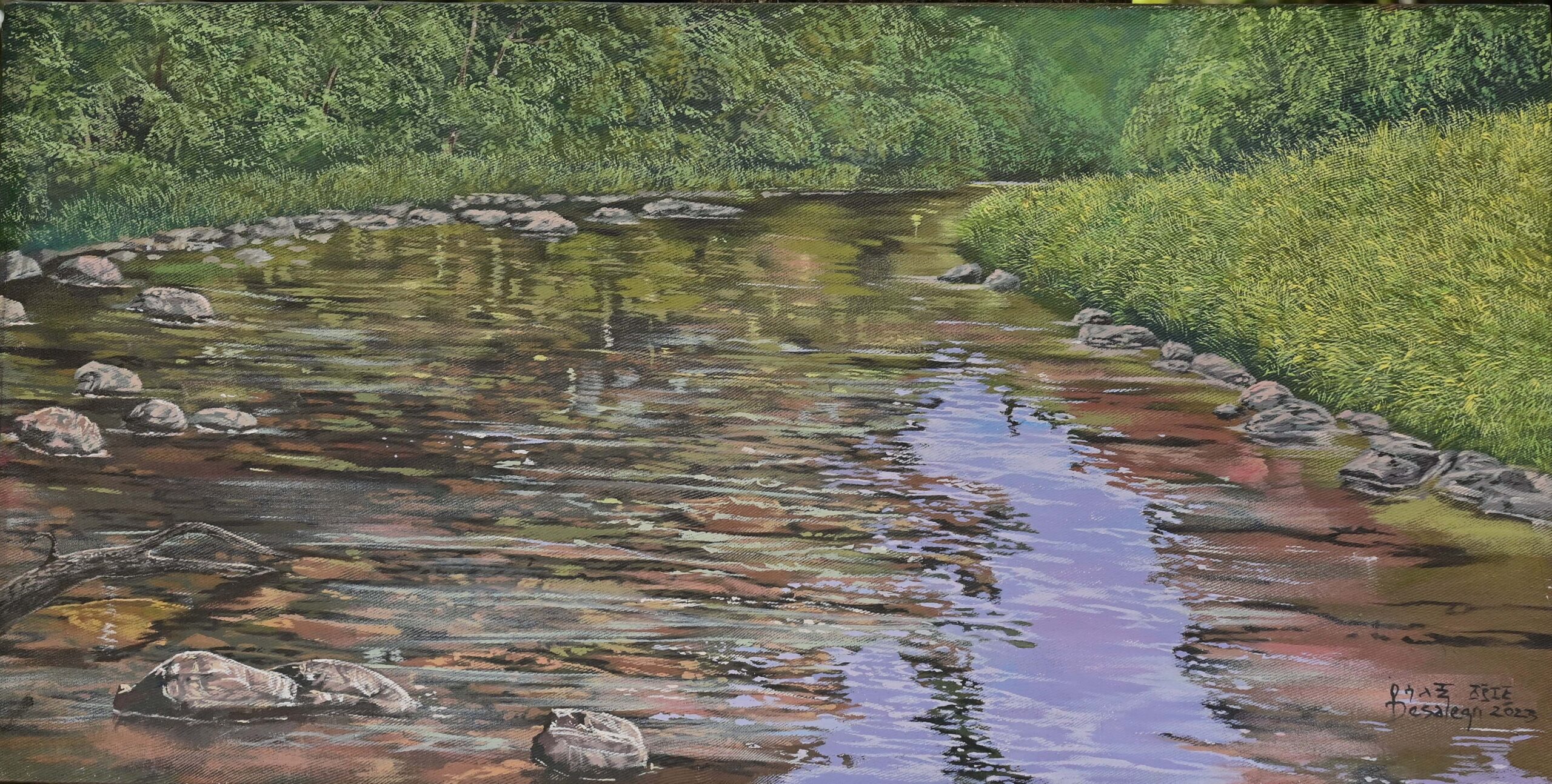 Stream 3 Media Acrylic on Canvas Size 38x78cm